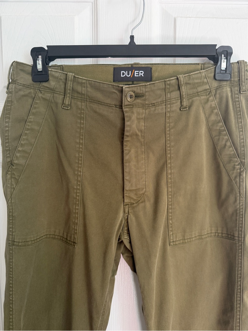 DU/ER Pants Mens 34x32 Olive Green Live Free Field Utility Chino Workwear Hike - Picture 2 of 9